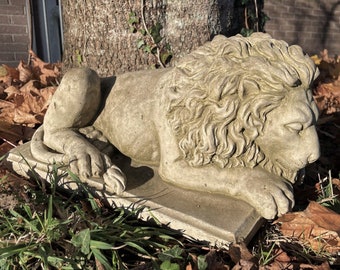 Statue en pierre de lion de Wessex | chapeau de pilier animal classique anglais ornement de jardin