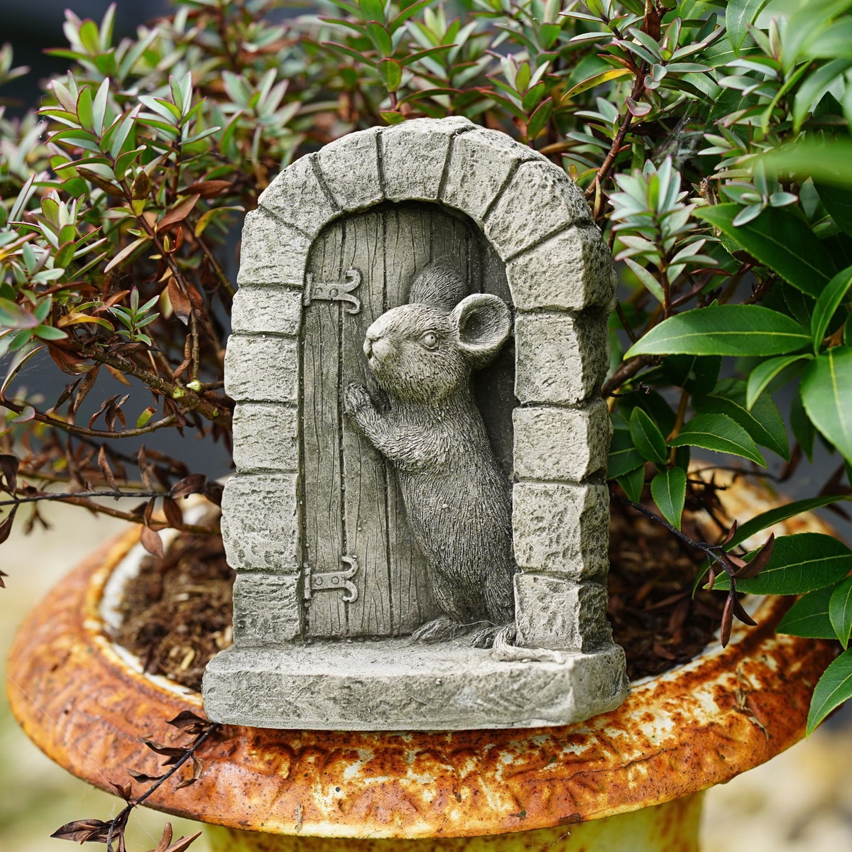 Mouse Door Stone Statue | Garden Outdoor Home Tree Animal Decoration Ornament Ratty British Gift - Etsy