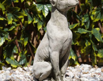 Statue en pierre de chiot assis | animal chiot jardin ornement extérieur décoration
