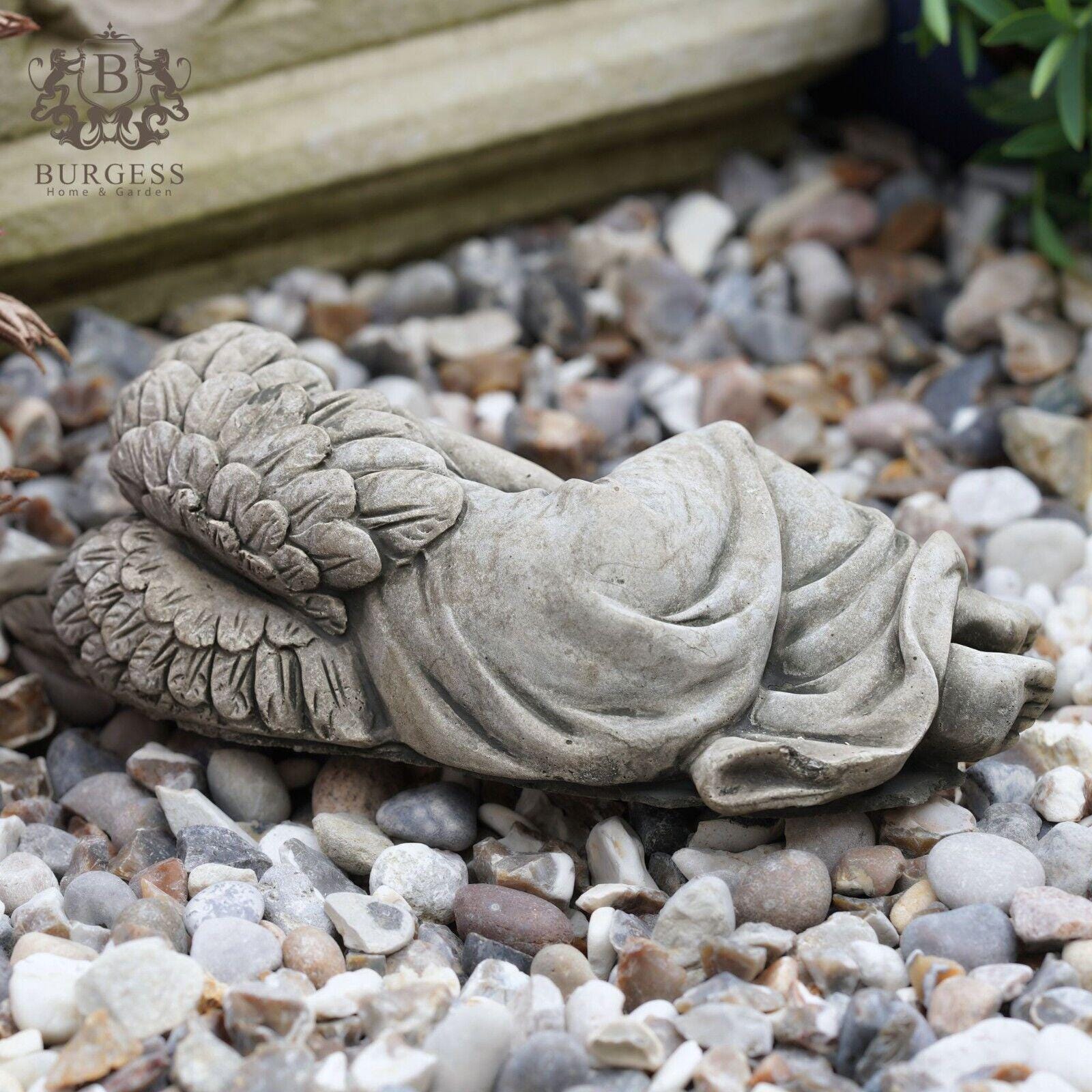 Sleeping Angel Stone Statue | Nymph Cherub Fairy Outdoor Garden ...