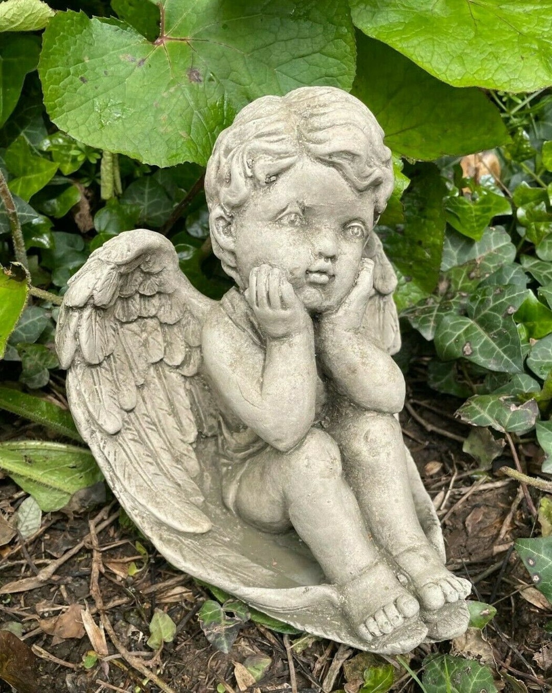 Lovely Cherub Stone Statue Reconstituted Angel Nymph Outdoor Etsy