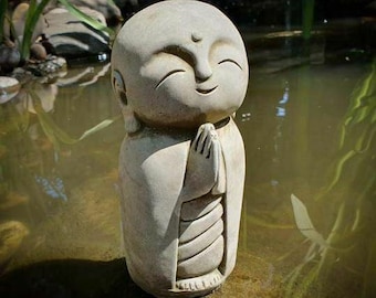 Hermosa estatua de piedra de monje/Buda, adorno decorativo oriental para jardín al aire libre