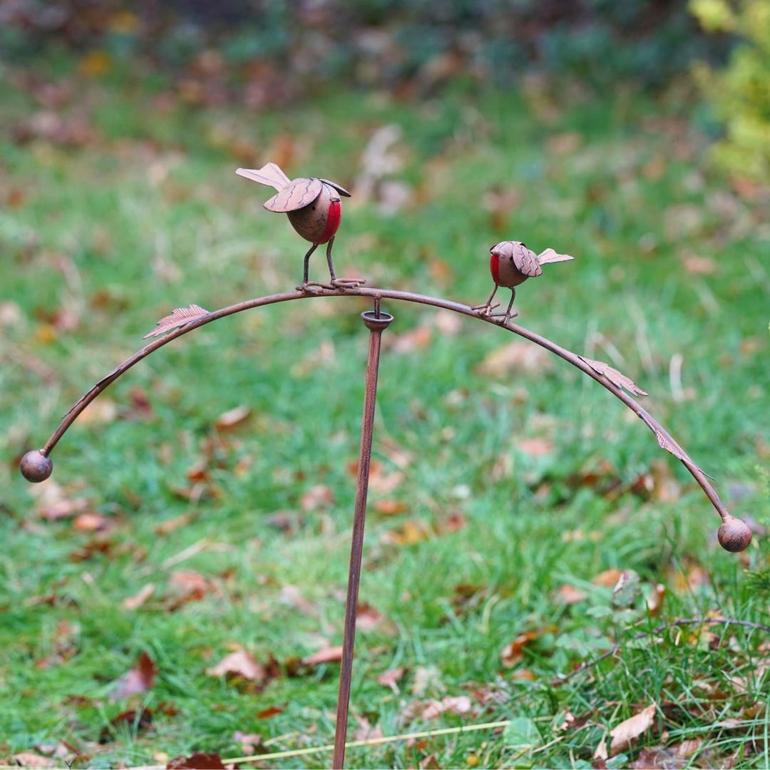 Large Robin Balancer Stake Metal Garden Ornament Outdoor Decoration ...