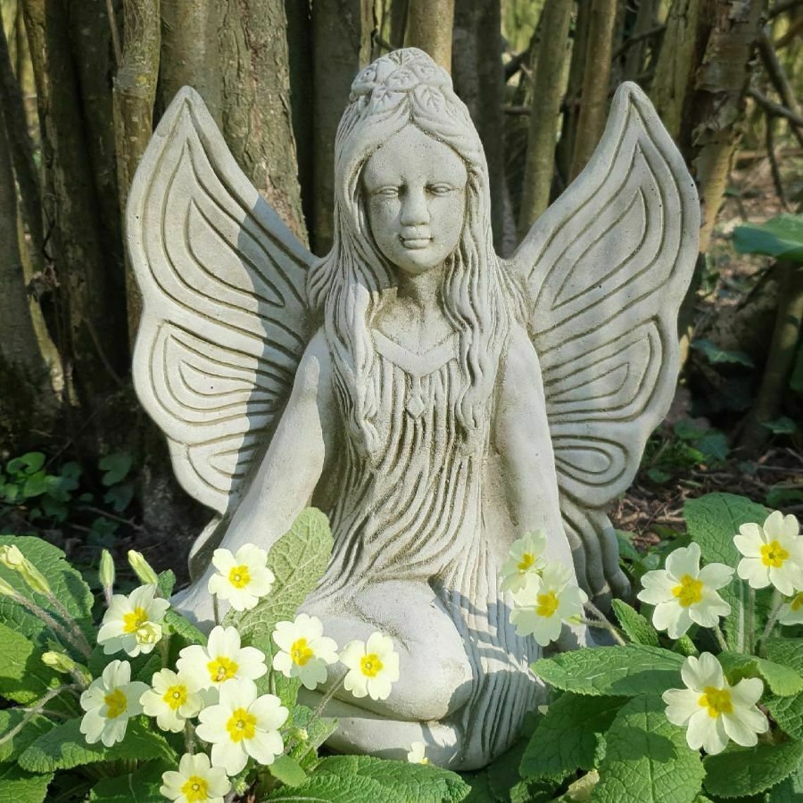 Forest Fairy Stone Statue Outdoor Garden Nymph Angel Etsy UK