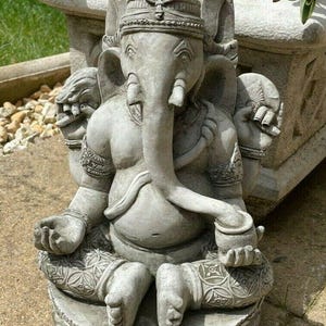 Oriental ganesh stone garden statue | reconstituted outdoor buddha ornament