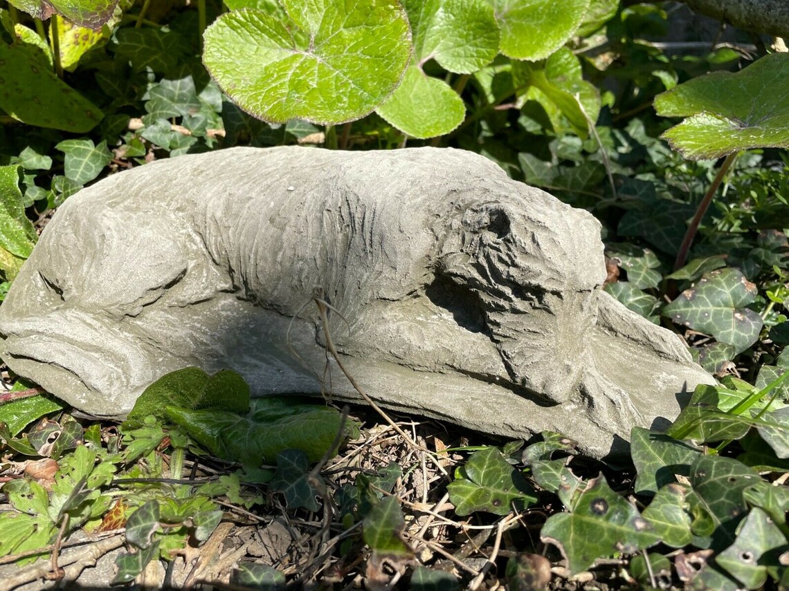 Laying Lurcher Stone Statue Greyhound Whippet Animal Garden Etsy