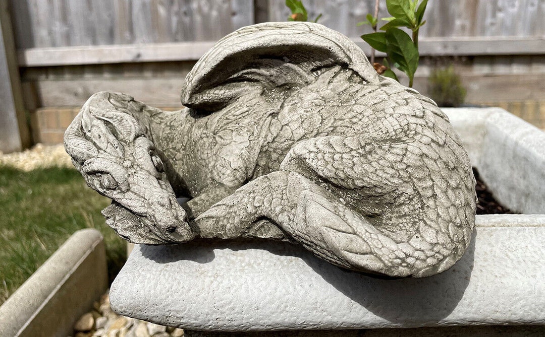 Resting Dragon Stone Statue Mythical Chinese Outdoor Garden Ornament