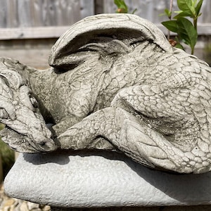 Resting dragon stone statue | mythical chinese outdoor garden ornament decor