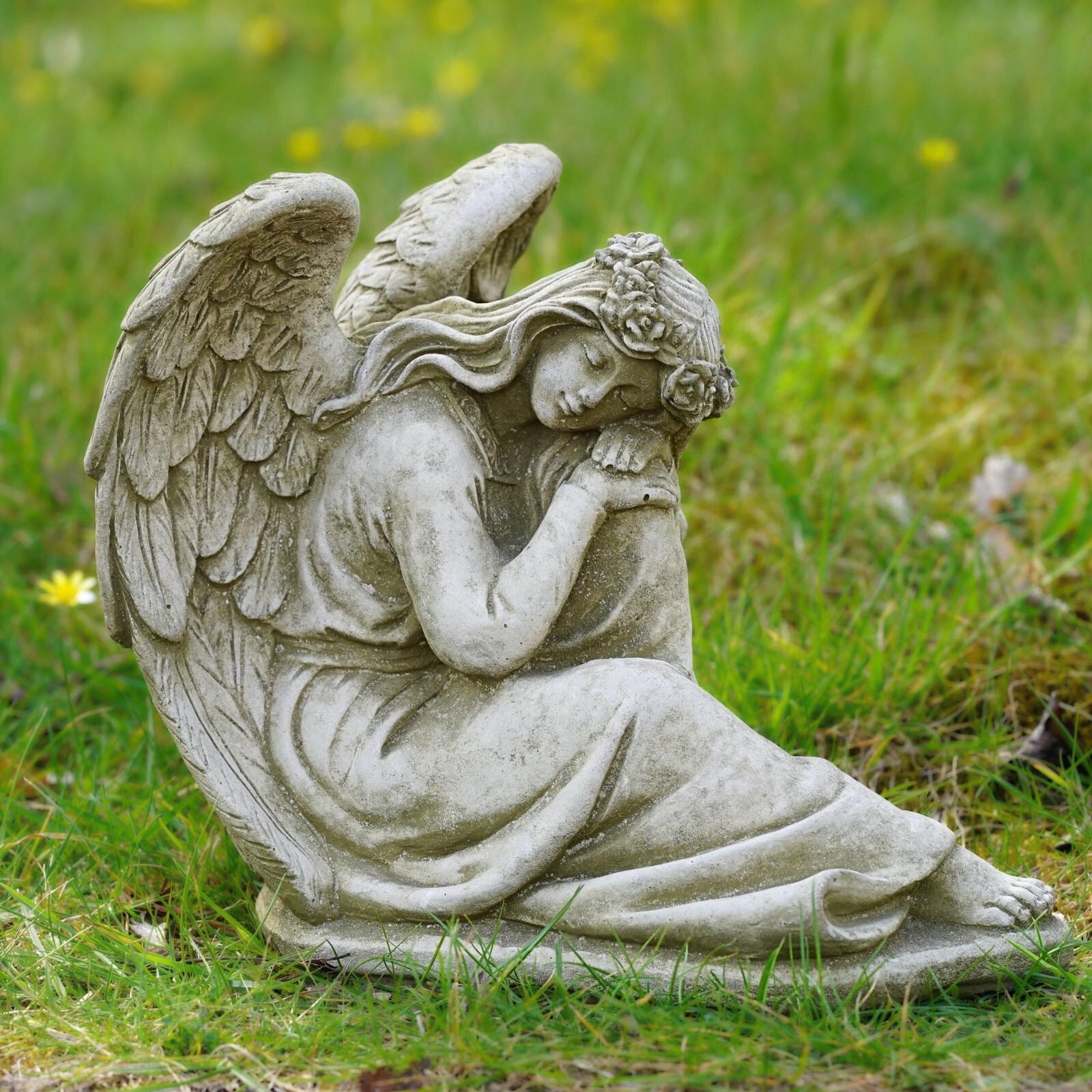HomeSoGood 2 X Betende Engelsfigur – Gartenstatue Aus Harz, 8x5 Cm, Weiß
