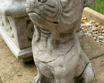 Staffordshire bull terrier stone statue | animal pup dog outdoor garden ornament
