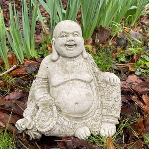 Cheery buddha stone statue | reconstituted oriental monk outdoor garden ornament