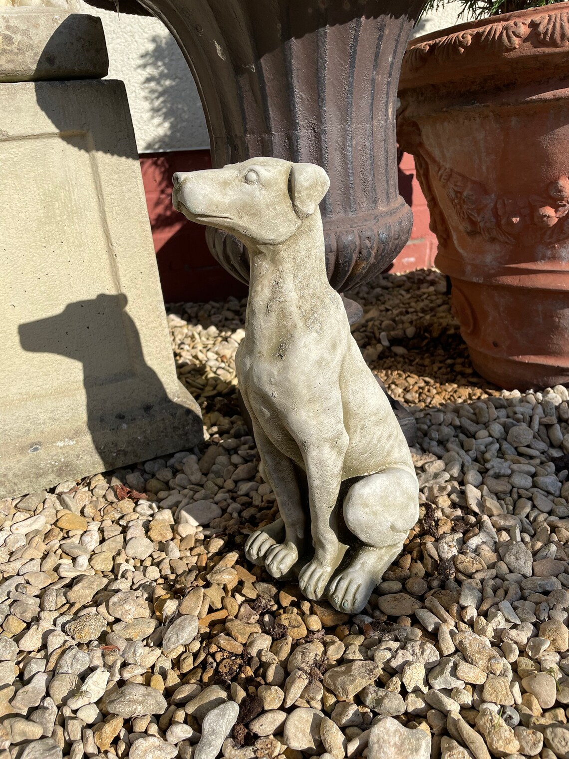 Sitting Puppy Dog Stone Statue Animal Puppy Garden Outdoor Etsy