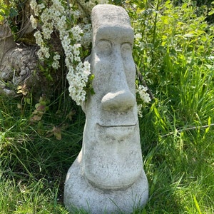 Easter island moai head bust stone statue |reconstituted garden outdoor ornament