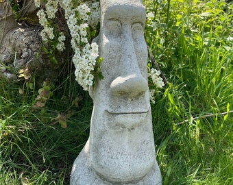 Easter island moai head bust stone statue |reconstituted garden outdoor ornament