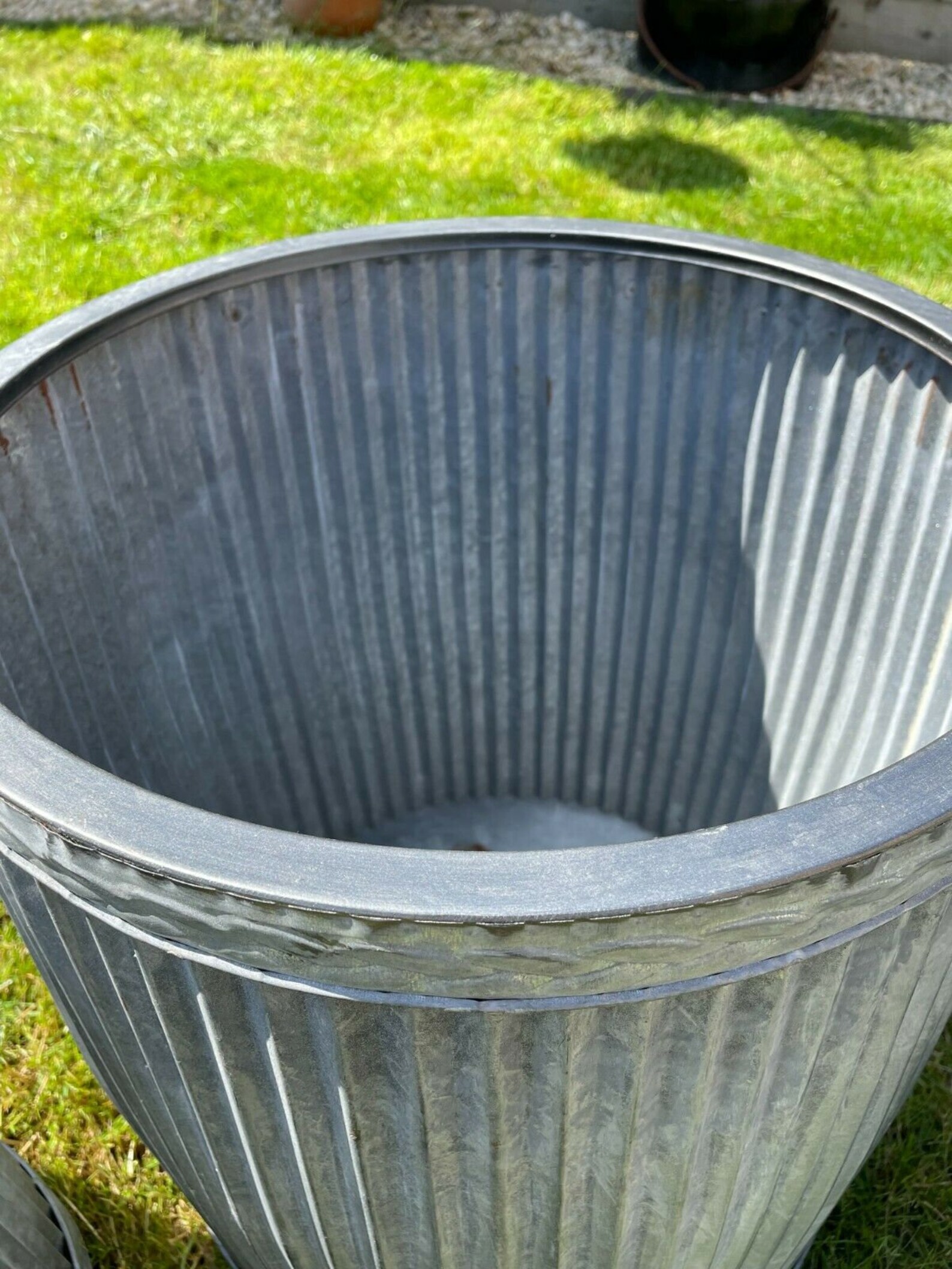 Galvanised Zinc Ribbed Tall Dolly Tub Metal Planters Set or Etsy