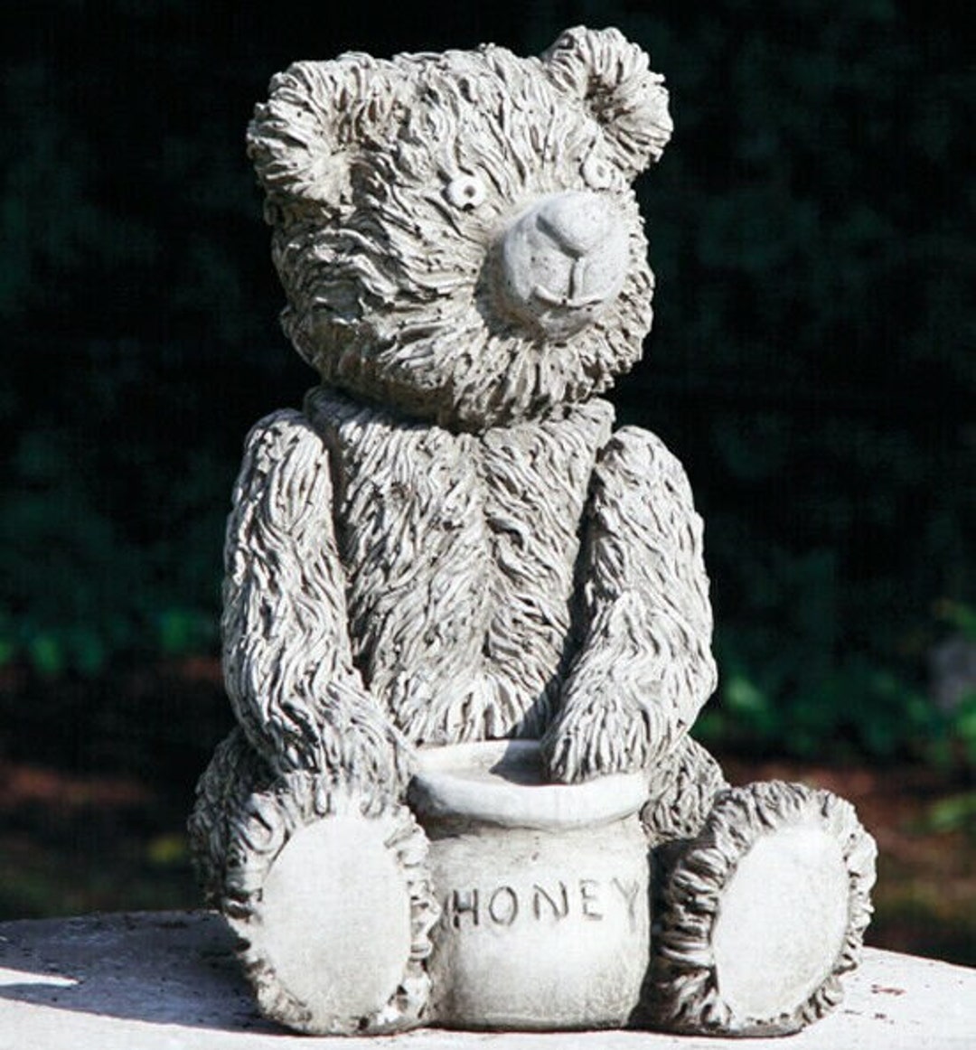 Teddy Bear W Honey Stone Statue Outdoor Limestone Decor Animal Garden Ornament Etsy