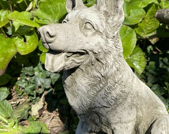  Large Sitting German Shepherd Statue Massive Guardian Dog  Figurine Concrete Sculpture for pet Lovers XXL on Pallet : Patio, Lawn &  Garden