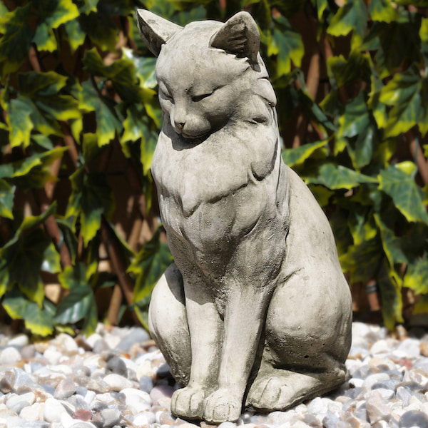 Lovely Cat Stone Statue | Outdoor Garden Ornament Kitten