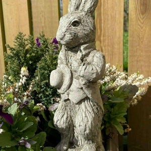 Mini peter rabbit stone statue | beatrix potter animal garden outdoor ornament