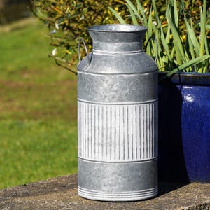 Galvanisierter Milchkanne geriffelter Blumentopf | outdoor Garten Metall Blumentopf Trog