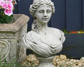 French maid bust statue | reconstituted stone classic outdoor women girl concrete garden ornament