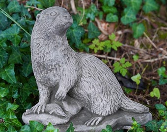 Statua Di Lontra / Ornamento Da Giardino Vintage In Pietra - Foto 5