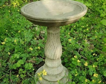 Twist bird bath feeder stone statue | vintage outdoor garden ornament decoration