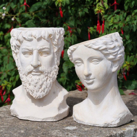 Pair of Belgian Terracotta Busts of a Male & a Female Greek God Pair of Belgian Terracotta Busts of a Male & a Female Greek God