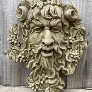 Bacchus greenman stone plaque | garden outdoor home statue decoration ornament