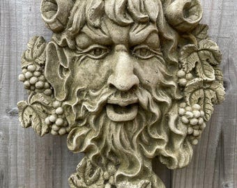 Bacchus Greenman stenplakett | trädgård utomhus hem staty dekoration prydnad