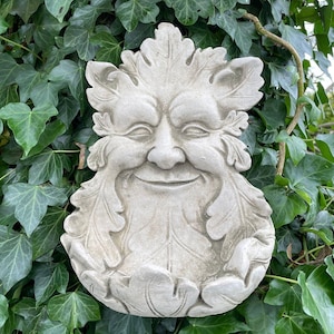 Vogelzubringerstein des grünen Mannes hängende Plakette | Bad Statue Gesicht Garten Ornament