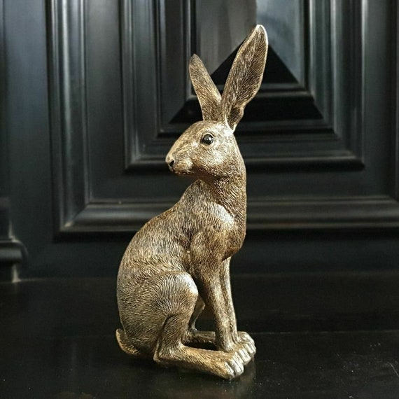 Golden Bunny Rabbit Statue Indoor Garden Hare Animal Decoration Ornament -   Hong Kong