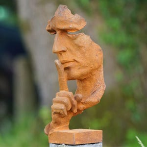 Cast iron whisper sculpture | antique style face ornament home garden Modern Art Male Decoration Gift