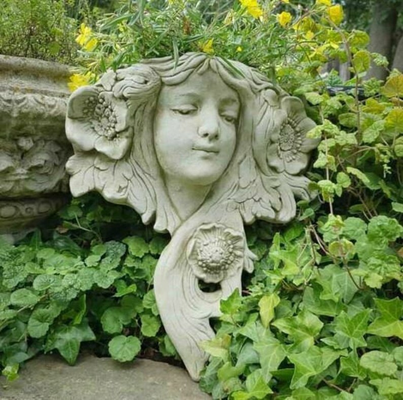 Art Nouveau Wall Planter Statue Reconstituted Stone Concrete Etsy