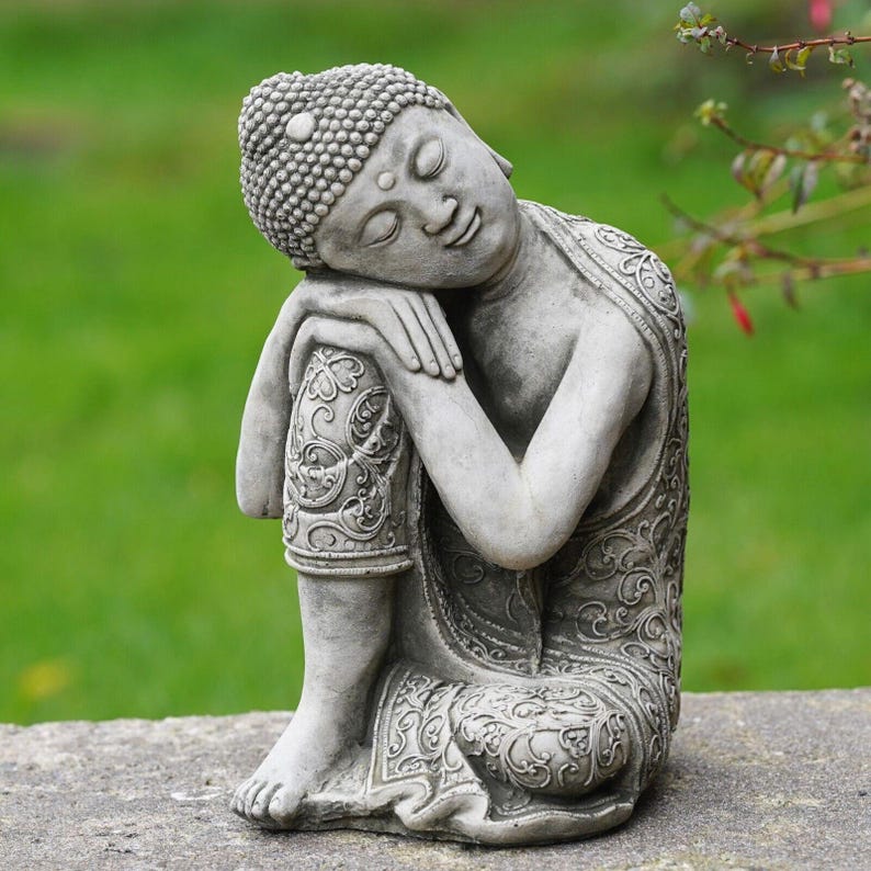 STONE GARDEN SLEEPING ZEN MONK BUDDHA