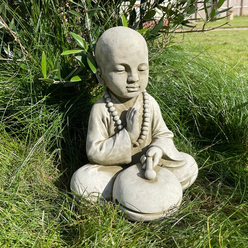 Laughing Buddha Stone Statue Monk Oriental Garden Outdoor - Etsy