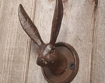 Cast Iron Bunny Clothes Hanger Ornamental Metal Hare Hat Hook