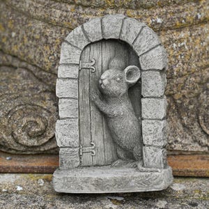 Mouse door stone statue | garden outdoor home tree animal decoration ornament