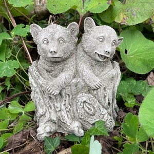 Twin bears statue | reconstituted stone concrete animal outdoor garden ornament
