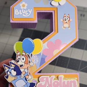 3D NUMBER BLUEY INSPIRED birthday party decorations("7 inches height)
