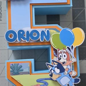 3D NUMBER BLUEY INSPIRED birthday party decorations("7 inches height)