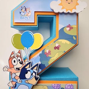Decoraciones para fiesta de cumpleaños inspiradas en números azules en 3D