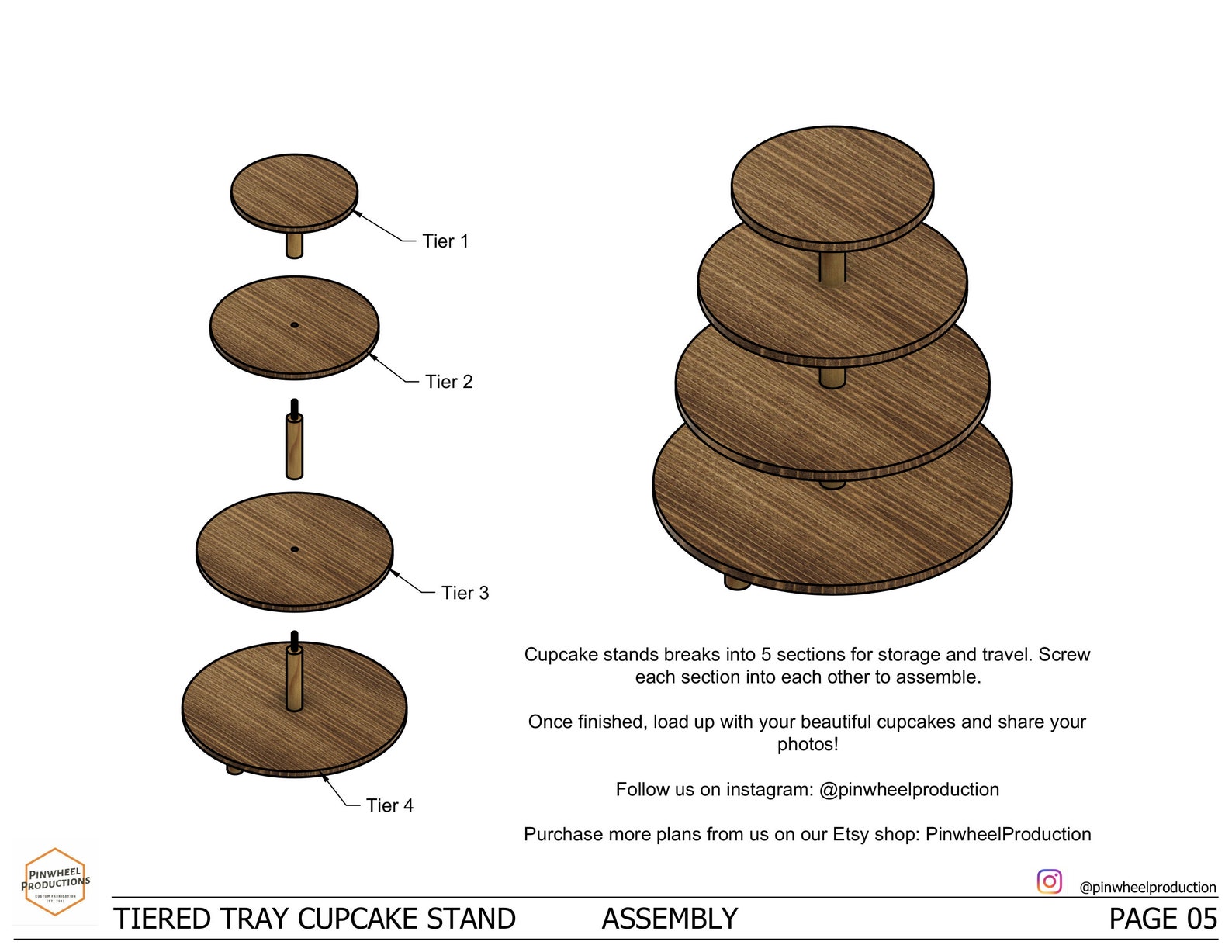 DIY Tiered Tray Cupcake Stand Build Plans Cupcake Tower Stand Digital