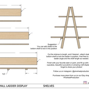 Planos de construcción de soporte de exhibición de escalera pequeña de madera para bricolaje - Cupcakes de boda, exhibición de feria artesanal - Planos PDF