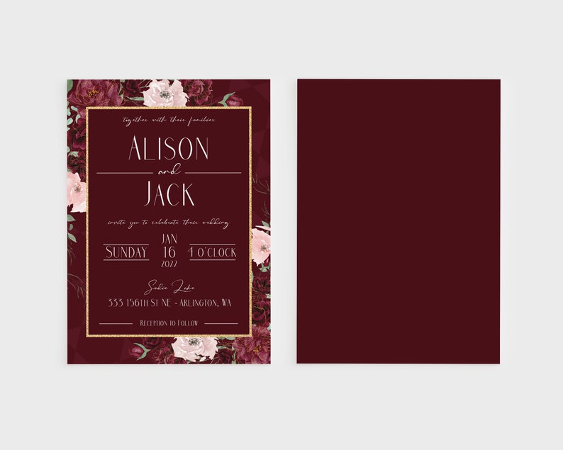 Maroon Floral Wedding Invitation Printable Template Download DIY maroon-floral-wedding-invitation-printable-template-download-diy