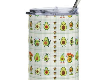 Animated Avocado Pattern Tumbler | Stainless Steel 20oz