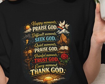 Maglietta Comfort Colors® con preghiera del Salmo "Give Thanks", maglietta spirituale, regalo per papà, regalo per mamma, nonna, regalo di compleanno, regalo a tema fede