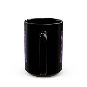 Mystische Engel Schwestern Tasse | Engel Sophie & Elsbeth | Lila Himmlischer Mond Sterne Boho Artwork Tasse | Schwarze Keramik Kaffeetasse Bild 12