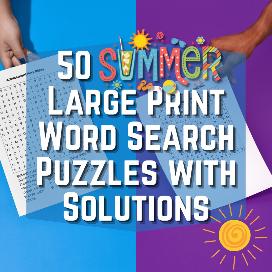 50 Printable Large Print Summer Word Search Puzzles for Amazon KDP ...