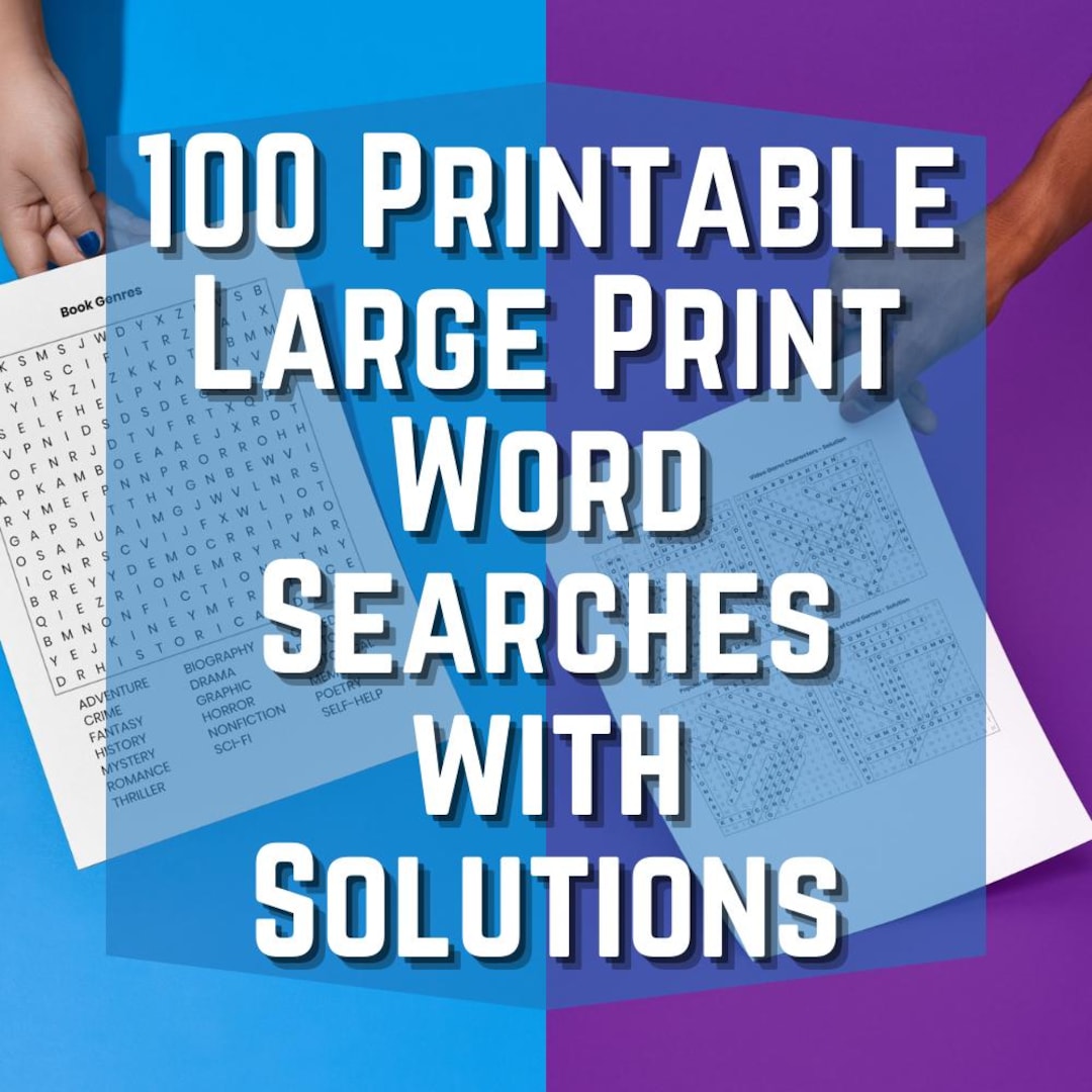 100 Word Search Puzzles Large Print W-solutions for Amazon KDP Children ...